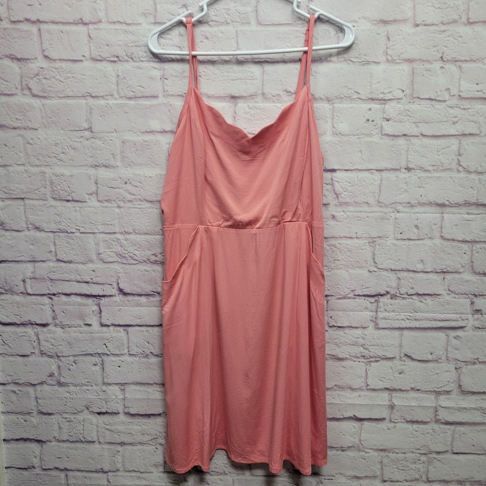 41 Hawthorn Coral Pink Jumper Dress Size XL Scalloped Neckline Pockets Coastal‎